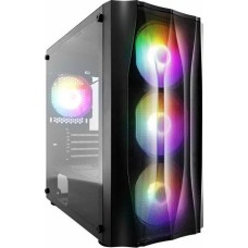 1STPLAYER Корпус FIREBASE X3-M Black / mATX, TG 4x120mm LED fans inc. X3-M-BK-4F1
