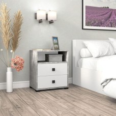 Тумба прикроватная БИТЕЛ ЛАУРА Ателье светлое/Белый (1 кор.)