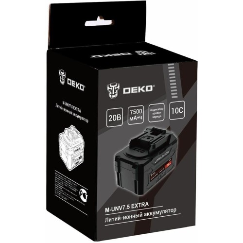 DEKO Батарея аккумуляторная UNV7.5 EXTRA 20В 7.5Ач Li-Ion (063-4499) DEKO Батарея аккумуляторная UNV7.5 EXTRA 20В 7.5Ач Li-Ion (063-4499)
