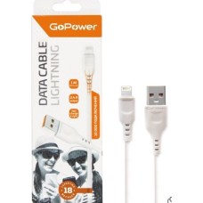 Кабель GOPOWER (00-00018567) GP01L USB (m)-Lightning (m) 1.0м 2.4A белый