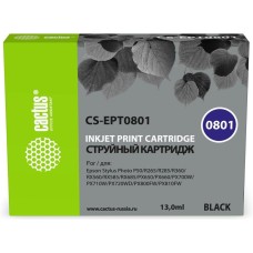 CACTUS Картридж струйный CS-EPT0801 T0801 черный (13.0мл) для Epson Stylus PhotoP50/PX650/PX660/PX700/PX700W/PX710/PX710W/PX720/PX720WD/PX800/PX800FW/PX810/PX810FW/PX820/PX820FWD/R265/R285/R360/RX560/RX585/RX685