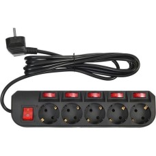 Сетевой фильтр BURO 500SH-3-SW-W 3м 5 розеток черный