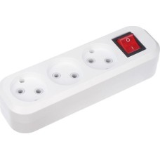 Удлинители, колодки, сетевые фильтры, шнуры REXANT (11-8705) Колодка 3 гнезда с кнопкой без заземления