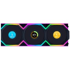 LIAN-LI Вентилятор для корпуса Uni Fan SL Wireless 120 LCD ARGB 120х124.5x28 черный 4-pin 29.5дБ (упак.:3шт) (G99.12SLLCD1W3B.R0) Ret