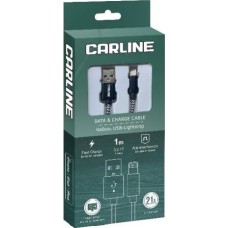 Кабель CARLINE CAB02121 USB-Lightning 2.1А 1 метр тканевая оплетка
