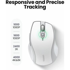 UGREEN Мышка компьютерная беспроводная MU101 (15805) Ergonomic Contoured-Shape Design Wireless Mouse 2.4 GHz&B. Цвет: бело-серый
