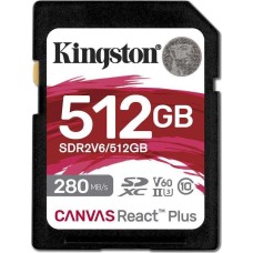 KINGSTON Флеш карта SDXC 512GB SDR2V6/512GB Canvas React Plus w/o adapter