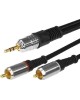 Кабель RCA REXANT (17-4224) ШНУР СТЕРЕО 3,5 ММ - 2 RCA, ДЛИНА 3 МЕТРА (GOLD-МЕТАЛЛ)