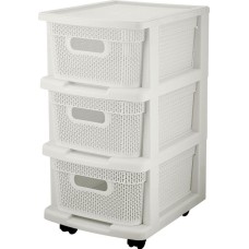Комод KEEPLEX KL379522048 Комод Ajur с корзинами на колесиках трехсекционный компакт 37х30х52см белое облако