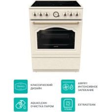 GORENJE Электрическая плита GECS6B70CLI, стеклокерамика, без крышки, бежевый