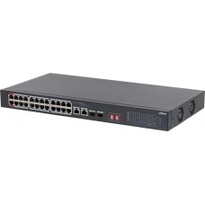DAHUA Коммутатор DH-S3226-24ET-375 (L2) 24x100Мбит/с 2x1Гбит/с 2xКомбо(1000BASE-T/SFP) 24PoE 375W неуправляемый