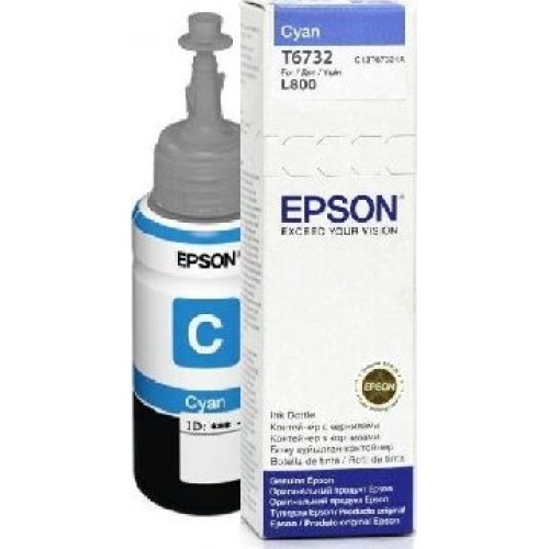 чернила для принтера EPSON T6732 голубой для L800 (C13T67324A)