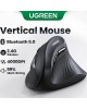UGREEN Беспроводная компьютерная мышь вертикальная MU008 (25444) Wireless Vertical Mouse 2.4 GHz&BT. Цвет: черный