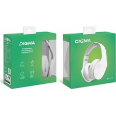 DIGMA Наушники BT-17, Bluetooth, накладные, белый [bt17w]