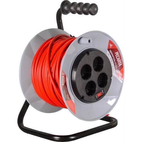 РЕСАНТА Удлинитель силовой СУ-2х1-30/2, розеток 4шт, 2x1.0 кв.мм, 30м, ПВС, катушка, красный [61/118/4]