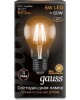 GAUSS Лампа филам. 6Вт цок.:E27 шар 220B 2700K св.свеч.бел.теп. A60 (упак.:10шт) (102802106)
