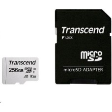 Карта памяти TRANSCEND 256 ГБ, 95 МБ/с, Class 10, TS256GUSD300S-A, переходник SD