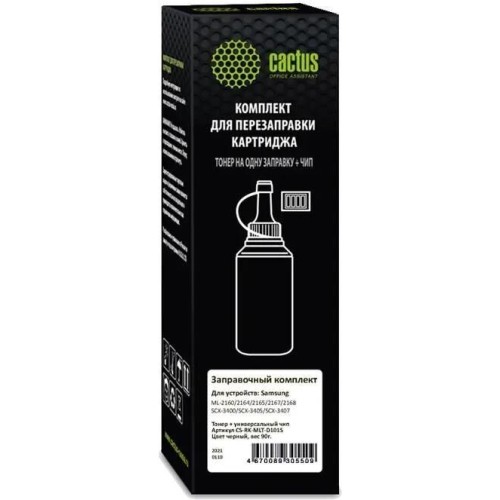 CACTUS Тонер CS-RK-MLT-D101S, для Samsung ML-2160/SCX-3400, черный, 90грамм, флакон, чип
