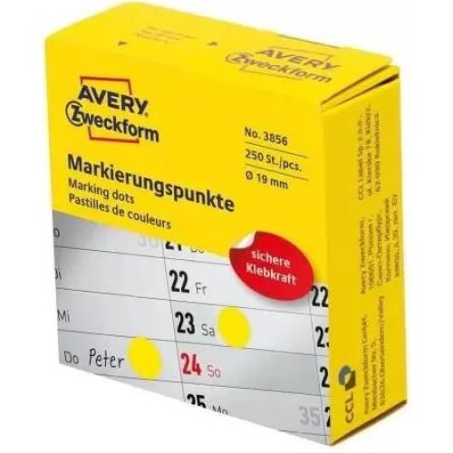 AVERY ZWECKFORM Этикетки 3856, универсальная, 70г/м2, желтый, 250шт
