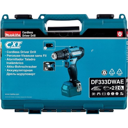MAKITA Дрель-шуруповерт DF333DWAE, 2Ач, с двумя аккумуляторами MAKITA Дрель-шуруповерт DF333DWAE, 2Ач, с двумя аккумуляторами