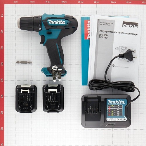 MAKITA Дрель-шуруповерт DF333DWAE, 2Ач, с двумя аккумуляторами MAKITA Дрель-шуруповерт DF333DWAE, 2Ач, с двумя аккумуляторами