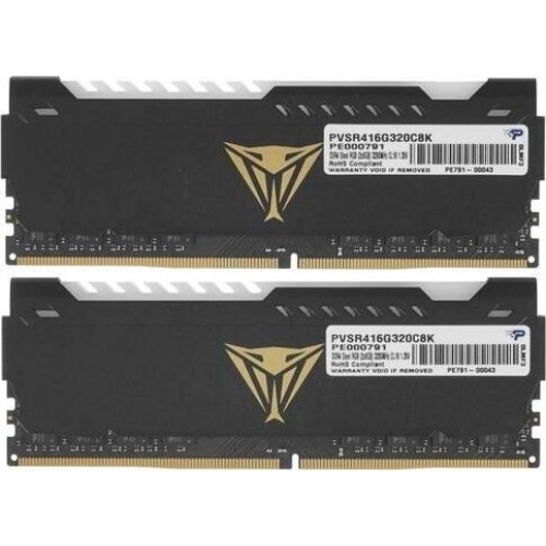 Модуль памяти PATRIOT Viper Steel RGB PVSR416G320C8K DDR4 - 2x 8ГБ 3200, DIMM, Ret Модуль памяти PATRIOT Viper Steel RGB PVSR416G320C8K DDR4 - 2x 8ГБ 3200, DIMM, Ret