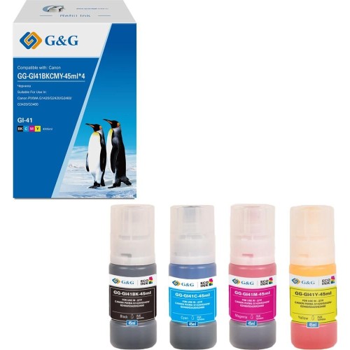G&G Чернила GG-GI41BKCMY-45ml*4 GI-41 голубой/пурпурный/желтый/черный набор 4x45мл для Canon PIXMA G1420/G2420/G2460/G3420/G3460