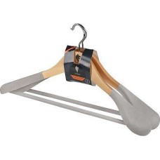 LEONORD Набор вешалок деревянных с широкими плечами, флокированных, светлое дерево, 2 шт (107885)