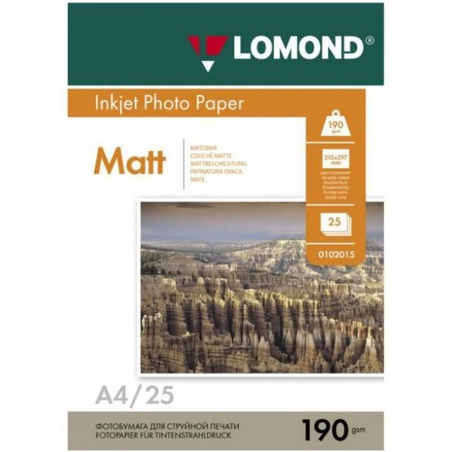 LOMOND Фотобумага 0102036 A4/190г/м2/25л./белый матовое для струйной печати