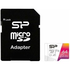 SILICON POWER Карта памяти microSDXC UHS-I U3 High Endurance 64 ГБ, 100 МБ/с, Class 10, SP064GBSTXDV3V1HSP, 1 шт., с адаптером