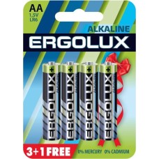 Элементы питания ERGOLUX (12866) Alkaline LR6 BL 3+1(FREE)