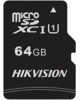HIKVISION Карта памяти microSDXC UHS-I U1 64 ГБ, 92 МБ/с, Class 10, HS-TF-C1(STD)/64G/ZAZ01X00/OD, 1 шт., переходник без адаптера