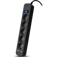 сетевой фильтр SVEN SF-05LU 1,8 м (5 евро розеток,2*USB(2,4А)) черный, цветная коробка