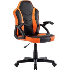 Кресло компьютерное игровое BRABIX Кресло игровое Shark GM-203, на колесиках, эко.кожа/сетка, 1шт. в комплекте черно-оранжевый [532513]