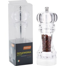 Перцемолка ручная MALLONY Перцемолка ручная PICCANTE, р-р 6*18,5 см, акрил, жернова из керамики (003934)