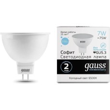 GAUSS Упаковка ламп LED GU5.3, спот, 7Вт, MR16, 10 шт. [13537]