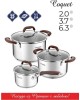 НАБОРЫ ПОСУДЫ VENSAL 1508VS Набор 6 пр Vensal Coquet из кастрюль 3,7л(20см), 6,3л(24см) и ковша 2л(16см) из нерж стали