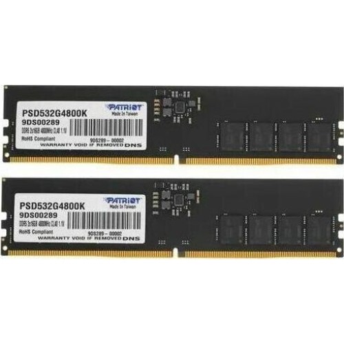 PATRIOT Модуль памяти DIMM 32GB DDR5-4800 KIT2 PSD532G4800K PATRIOT Модуль памяти DIMM 32GB DDR5-4800 KIT2 PSD532G4800K