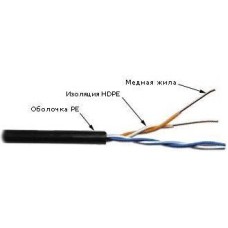 LANMASTER Кабель информационный TWT-5EUTP2-OUT кат.5 UTP 2 пары 24AWG PE внешний 305м черный
