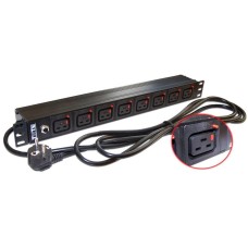LANMASTER Блок распределения питания (TWT-PDU-16A8C9L-3.0) верт.размещ. 8xC19 базовые 16A Schuko 3м