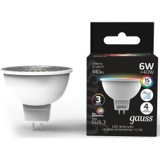 GAUSS Лампа LED GU5.3, софит, 6Вт, 101105406, одна шт