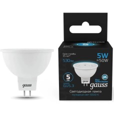 GAUSS Упаковка ламп LED GU5.3, рефлектор, 5Вт, 101505305, 10 шт
