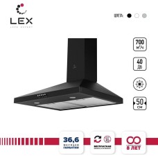 LEX Вытяжка каминная BRIZ 500 черный управление: кнопочное (1 мотор)