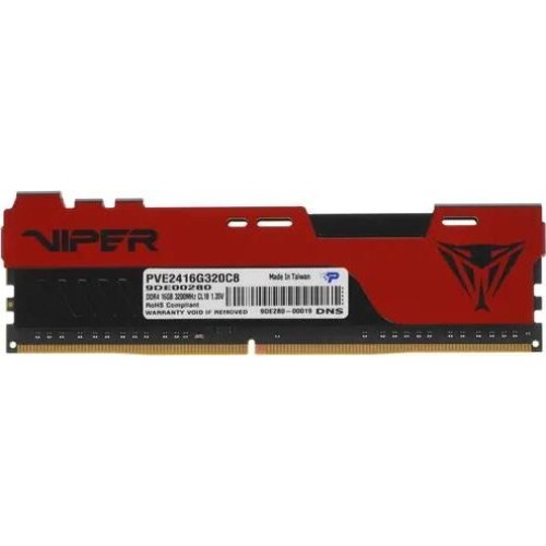 PATRIOT Память DDR4 16GB 3200MHz PVE2416G320C8 Viper Elite II RTL Gaming PC4-25600 CL18 DIMM 288-pin 1.35В с радиатором Ret PATRIOT Память DDR4 16GB 3200MHz PVE2416G320C8 Viper Elite II RTL Gaming PC4-25600 CL18 DIMM 288-pin 1.35В с радиатором Ret