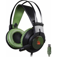 A4TECH Наушники с микрофоном Bloody J450 черный/зеленый 1.8м мониторные оголовье (J450)