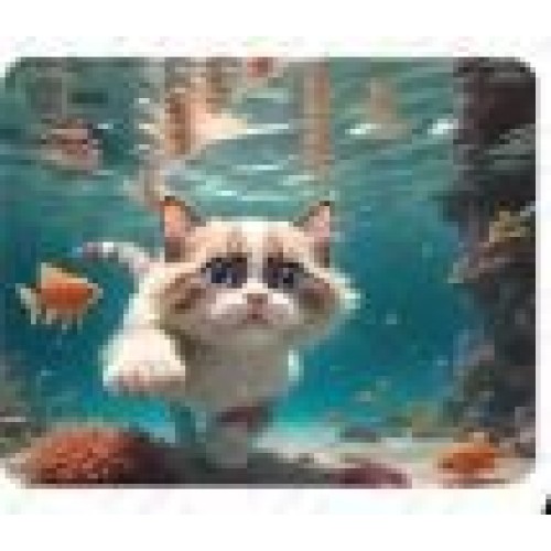 Коврик CACTUS Коврик для мыши Fish Cat рисунок, ткань, 300х250х3мм [cs-mpc-d15m]