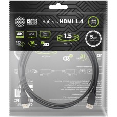 кабель CACTUS Кабель аудио-видео CS-HDMI.1.4-1.5 HDMI (m)/HDMI (m) 1.5м. позолоч.конт. черный