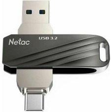 NETAC Флешка USB US1 64ГБ, USB3.0, черный и серебристый [nt03us11c-064g-32bk]