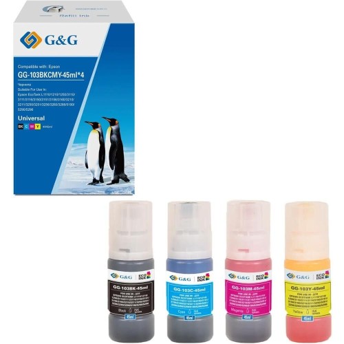G&G Чернила GG-103BKCMY-45ml*4 103BKCMY, для Epson, 45мл, голубой/пурпурный/желтый/черный