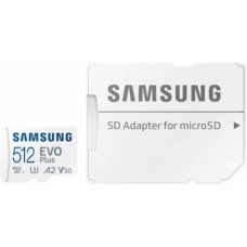 SAMSUNG Карта памяти microSDXC UHS-I EVO Plus 512 ГБ, 160 МБ/с, Class 10, MB-MC512SA, 1 шт., переходник SD